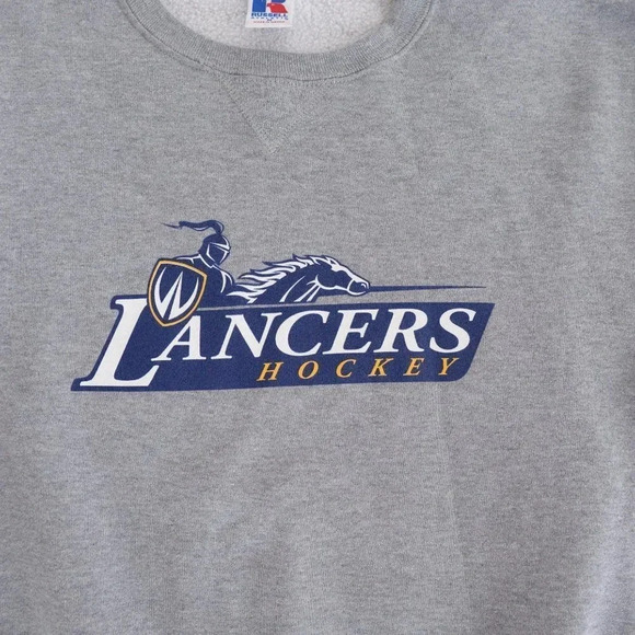Vintage Russel Grey Lancers Hockey  Crewneck Sweater Med - Picture 9 of 12